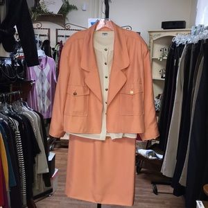 Peach Chanel suit with cream Chanel blouse